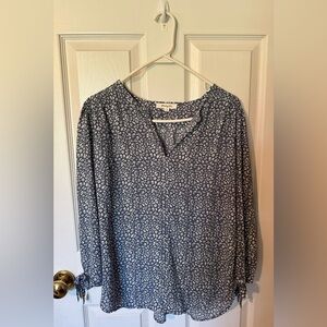 Blue Monday Fun Tie Sleeve Blouse NWOT